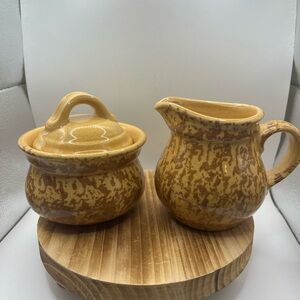 Pfaltzgraff Marbled Tan Sugar and Creamer Set